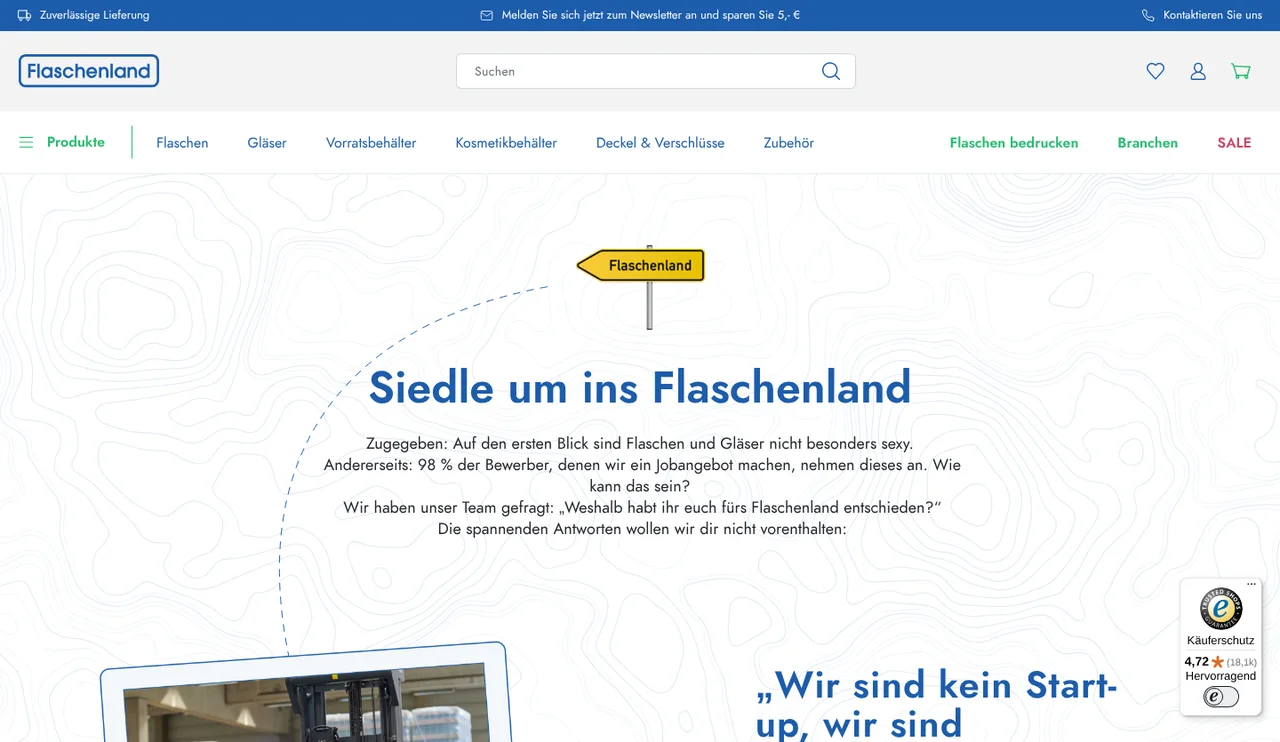 Karriereseite von Flaschenland
